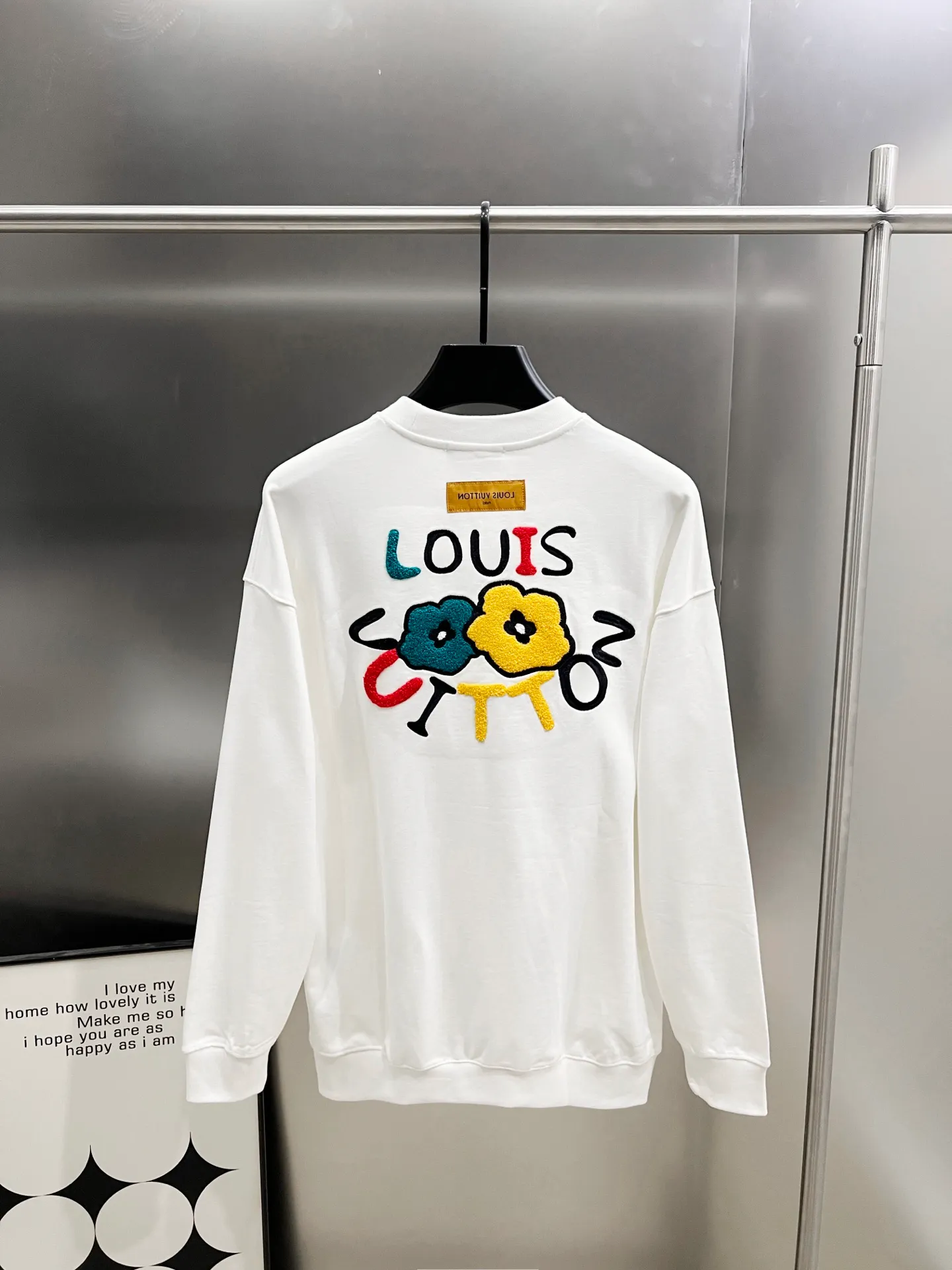 🅿️290 1v Louis* 2025 autumn and winter new style, customized 430g double yarn fabric, round neck long-sleeved sweatshirt, colorful three-dimensional towel embroidery design, high-end version! The same loose version for men and women S M L XL XXL five sizes color black white